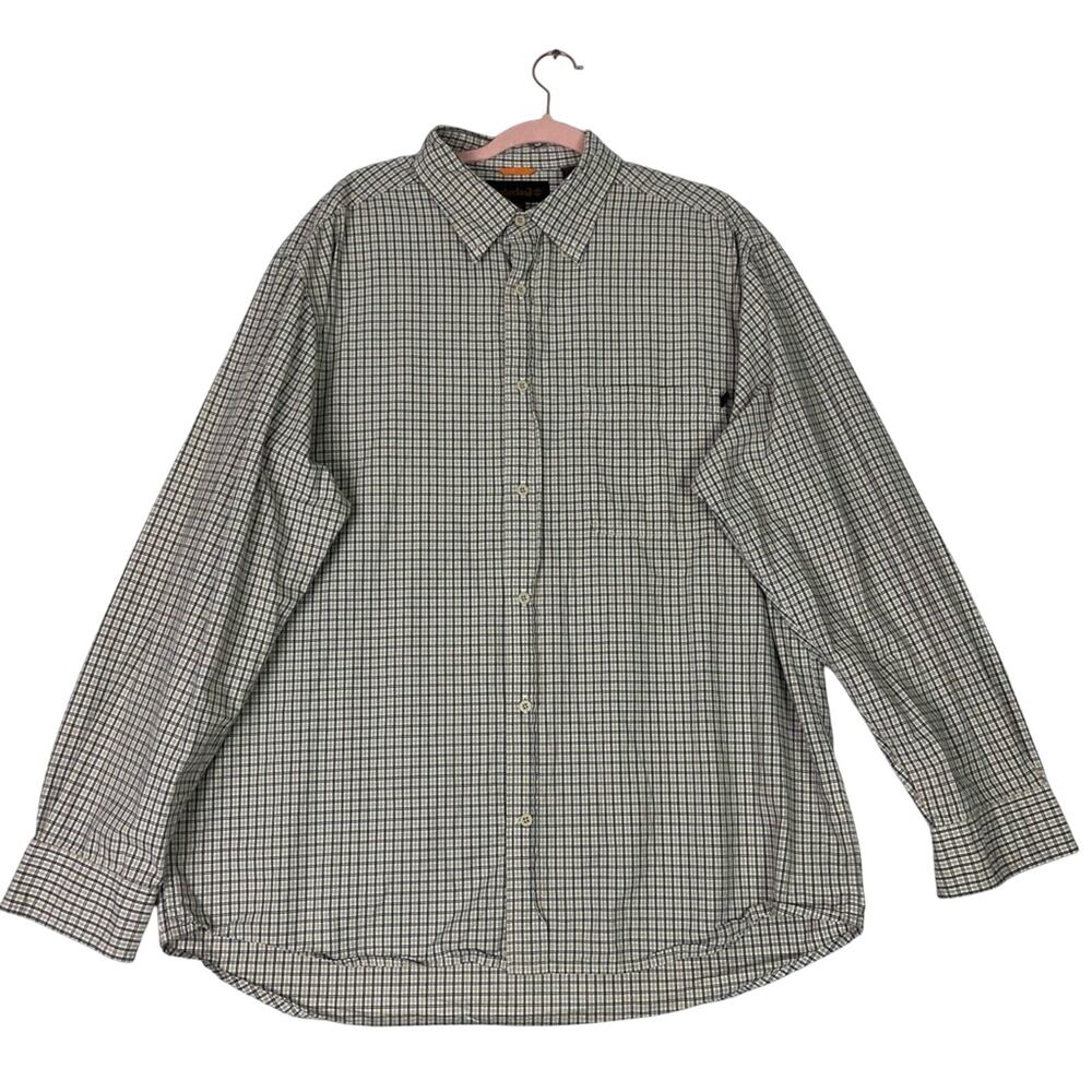 Timberland Button Up Shirt Mens XL Plaid Beige